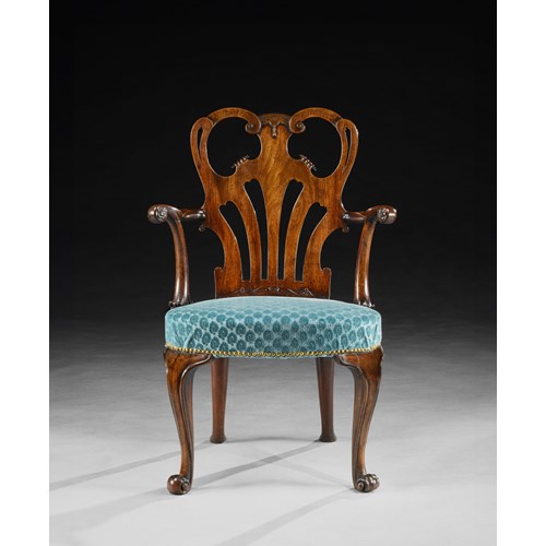 A George II Carved Mahogany Armchair